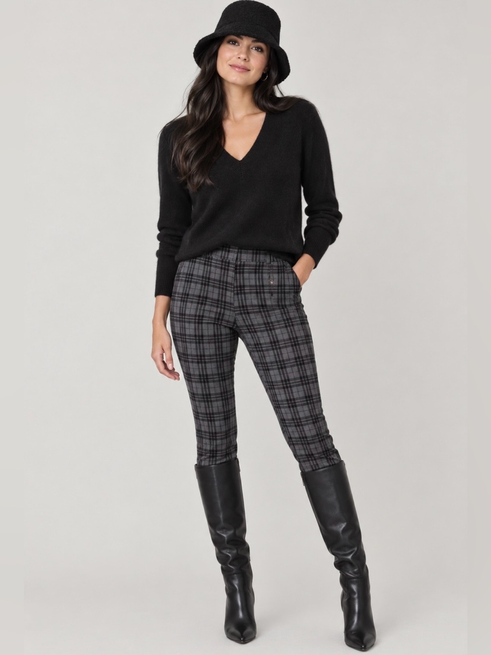 Nine West โHeidiโ Pull-On Plaid Cotton Skinny Pants. New with Tags.